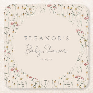 Dessous-de-verre Carré En Papier Baby Shower Floral Fleur Sauvage Fantaisiste sur M