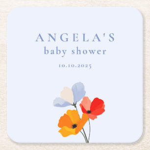 Dessous-de-verre Carré En Papier Baby shower floral gras