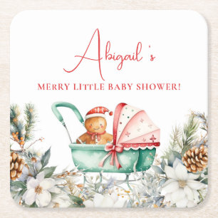 Dessous-de-verre Carré En Papier Baby Shower Gingerbread de Noël