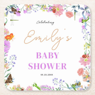 Dessous-de-verre Carré En Papier Baby Shower Little Love Bug