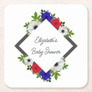Dessous-de-verre Carré En Papier Baby shower Patriotique Panda Anemone