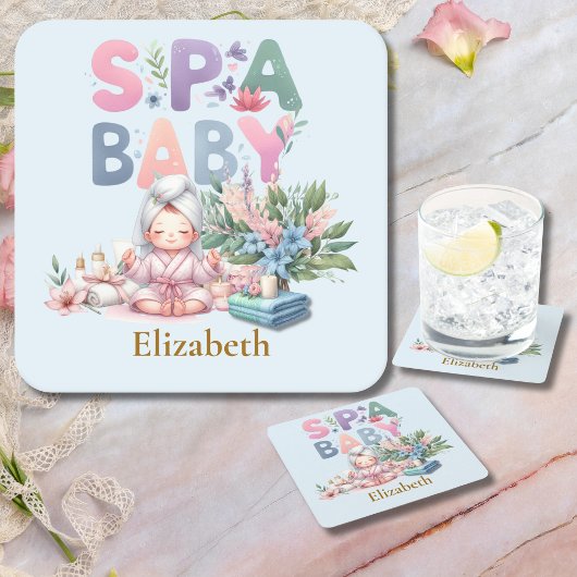 Dessous-de-verre Carré En Papier Baby shower spa