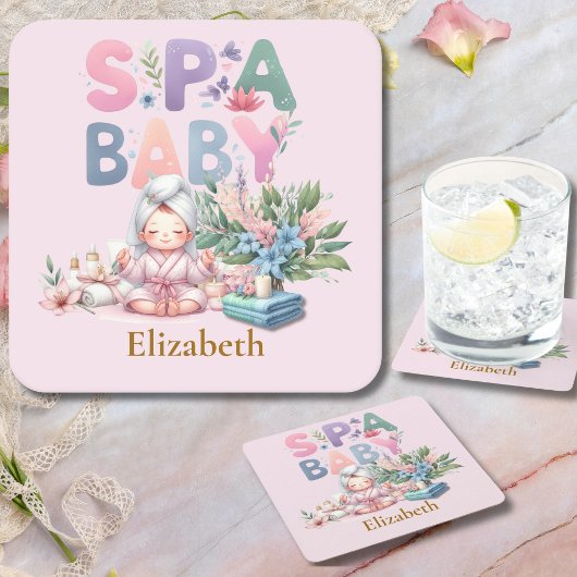 Dessous-de-verre Carré En Papier Baby shower spa