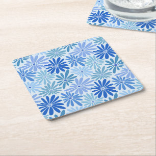 Dessous-de-verre Carré En Papier Baby shower Super bleu et Turquoise rétro
