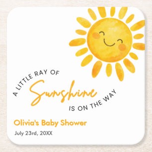 Dessous-de-verre Carré En Papier Baby Shower Un Petit Rayon de Soleil