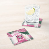 Dessous-de-verre Carré En Papier Bachelorette Lama Rose Joyeux (En situation)