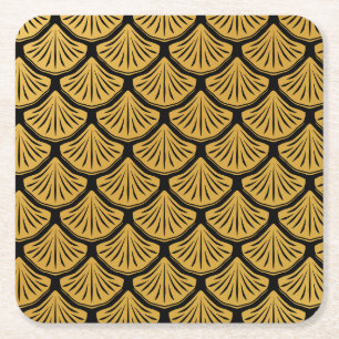 Dessous-de-verre Carré En Papier Balances de sirène Art déco - Noir & Or