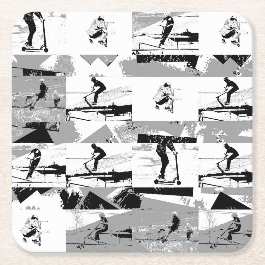 Dessous-de-verre Carré En Papier Balayons autour - Stunt Scooter Rider (Devant)