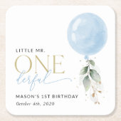 Dessous-de-verre Carré En Papier Balcon Bleu, Eucalyptus, Verdure, Premier Annivers (Devant)