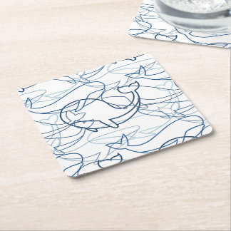 Dessous-de-verre Carré En Papier Baleines de contour