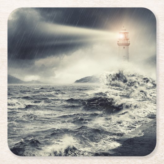 Dessous-de-verre Carré En Papier Balise de phare (Devant)