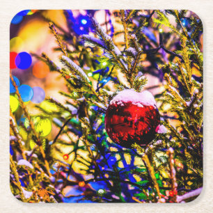 Dessous-de-verre Carré En Papier Ball rouge Noël