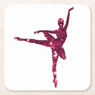 Dessous-de-verre Carré En Papier Ballerine scintillante rose