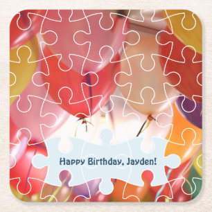 Dessous-de-verre Carré En Papier Ballon de puzzle ludique pour 4e anniversaire carr