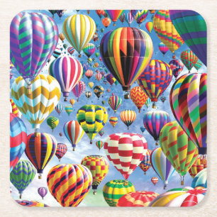 Dessous-de-verre Carré En Papier Ballons à air chaud partout