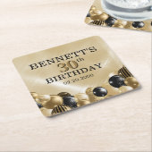 Dessous-de-verre Carré En Papier Ballons Gold Anniversaire (Incliné)
