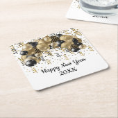 Dessous-de-verre Carré En Papier Ballons Noir Or Confetti Nouvel An Soirée (Incliné)