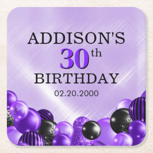 Dessous-de-verre Carré En Papier Ballons violet Anniversaire