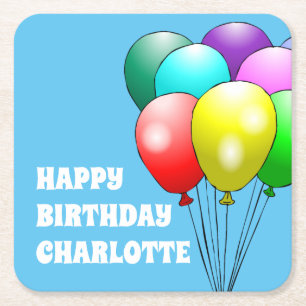 Dessous-de-verre Carré En Papier Balloons Joyeux Anniversaire Sous-Plats en Papier