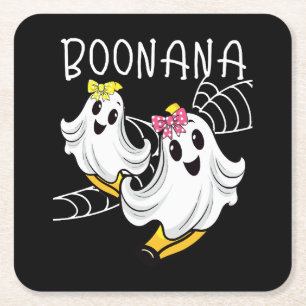 Dessous-de-verre Carré En Papier Banane fantôme mignon Boonana Halloween