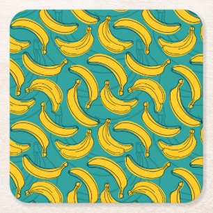 Dessous-de-verre Carré En Papier Banane jaune : Noir Vintage