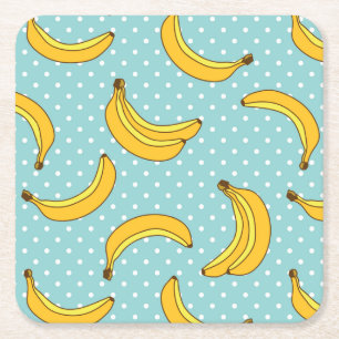 Dessous-de-verre Carré En Papier Bananes et points de Polk