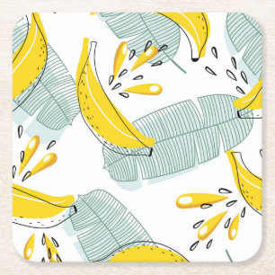 Dessous-de-verre Carré En Papier Bananes juteuses Motif Vintage