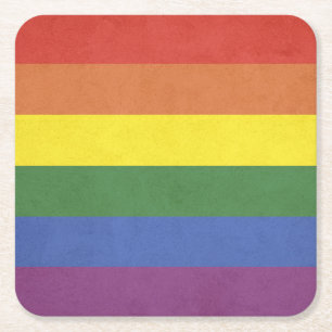 Dessous-de-verre Carré En Papier Bandes arc-en-ciel
