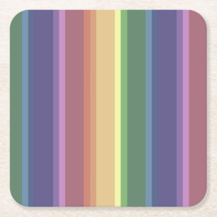 Dessous-de-verre Carré En Papier Bandes arc-en-ciel coupées
