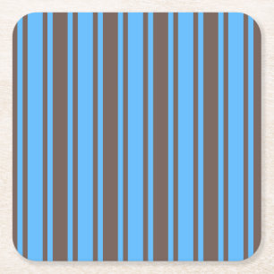 Dessous-de-verre Carré En Papier Bandes de bonbons Brown et bleues