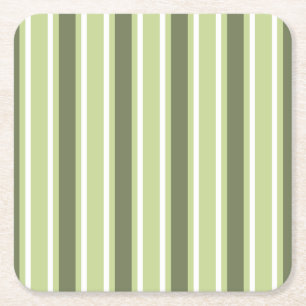 Dessous-de-verre Carré En Papier Bandes de bonbons d'olive et blanc