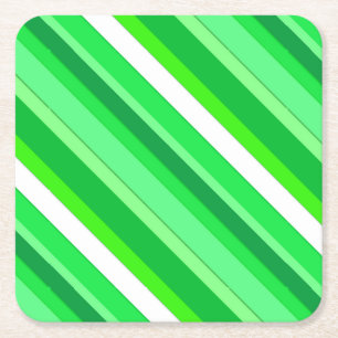 Dessous-de-verre Carré En Papier Bandes de bonbons en couches - vert émeraude et bl