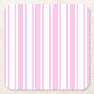 Dessous-de-verre Carré En Papier Bandes de bonbons rose clair et blanc