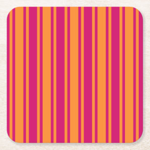 Dessous-de-verre Carré En Papier Bandes de bonbons rose et orange