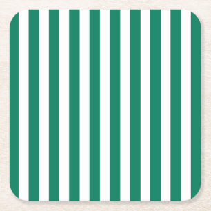 Dessous-de-verre Carré En Papier Bandes de bonbons vert et blanc