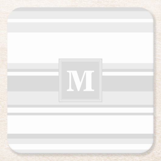 Dessous-de-verre Carré En Papier Bandes gris clair monogrammes (Devant)