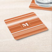 Dessous-de-verre Carré En Papier Bandes orange monogrammes (Incliné)