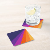 Dessous-de-verre Carré En Papier Bandes rétro en diagonale violette et orange (En situation)