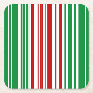 Dessous-de-verre Carré En Papier Bandes rouges et vertes