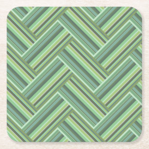 Dessous-de-verre Carré En Papier Bandes vert olive double tissage