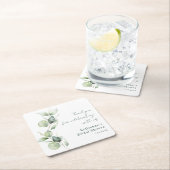 Dessous-de-verre Carré En Papier Baptême de mariage à l'aquarelle moderne Eucalyptu (En situation)