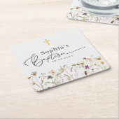Dessous-de-verre Carré En Papier Baptême fleur sauvage (Incliné)