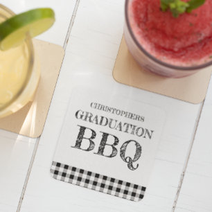 Dessous-de-verre Carré En Papier Barbecue de fin d'études Gingham