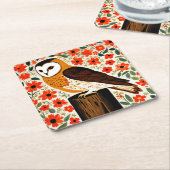 Dessous-de-verre Carré En Papier Barn Owl (Incliné)
