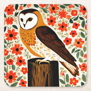 Dessous-de-verre Carré En Papier Barn Owl