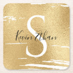 Dessous-de-verre Carré En Papier Barre BM ou Bat mitzvah Elegant Gold Noir<br><div class="desc">Bar Mitzvah ou dessous de verre en papier Bat mitzvah élégant. Personnalisez en supprimant du texte et en le remplaçant par le vôtre. Choisissez votre style de police, votre couleur et votre taille préférés. Vous pouvez modifier la couleur Arrière - plan en choisissant une couleur dans la palette de couleurs....</div>