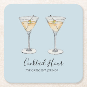 Dessous-de-verre Carré En Papier Barre d'illustration moderne Cocktail Martini