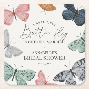 Dessous-de-verre Carré En Papier Barware pour la mariée de la douche nuptiale Bohèm