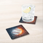 Dessous-de-verre Carré En Papier Baseball (En situation)