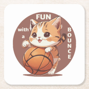 Dessous-de-verre Carré En Papier basket-ball chat
